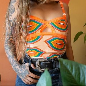 NWOT Solstice Intimates COTTON NURSING CAMI SWEET LIPS PRINTED